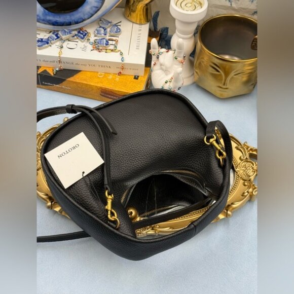 🆕 OROTON 🧿 NWT Clara Mini Convertible Crossbody Bag, Black Leather - Picture 11 of 16